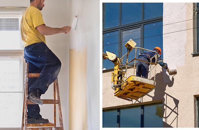 collage of interior and exterior commercial painting