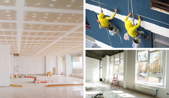 collage of interior exterior and repainting service