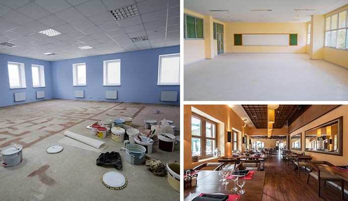 Collage of painting different types of commercial properties