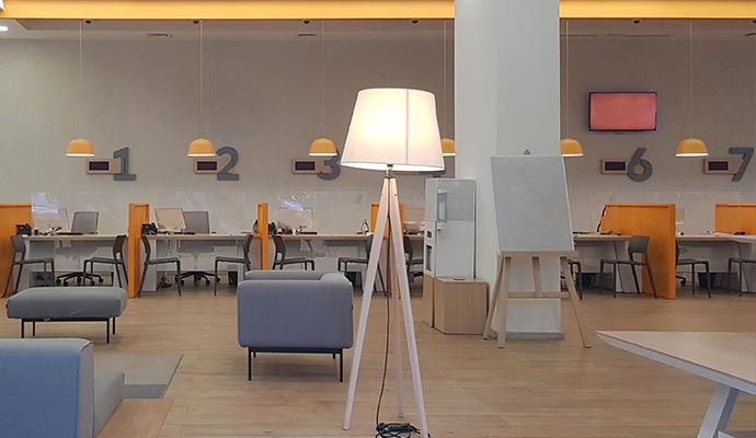 the interior of a financial institution