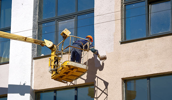 exterior painting from a crane