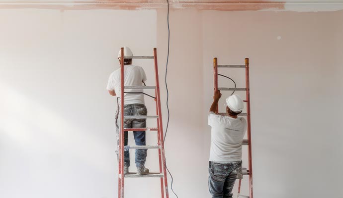Person painting interior wall