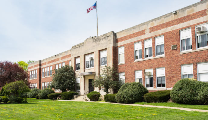 Front view of a university building