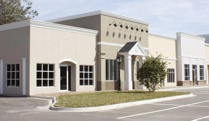 Stucco painted commercial building