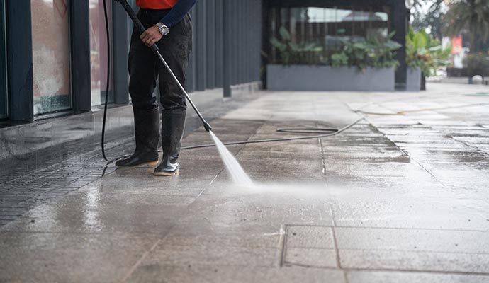 Walkway pressure washing