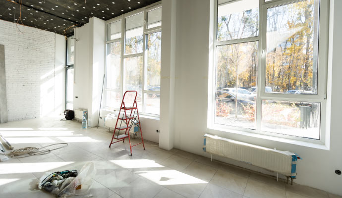 painting an empty restaurant area space